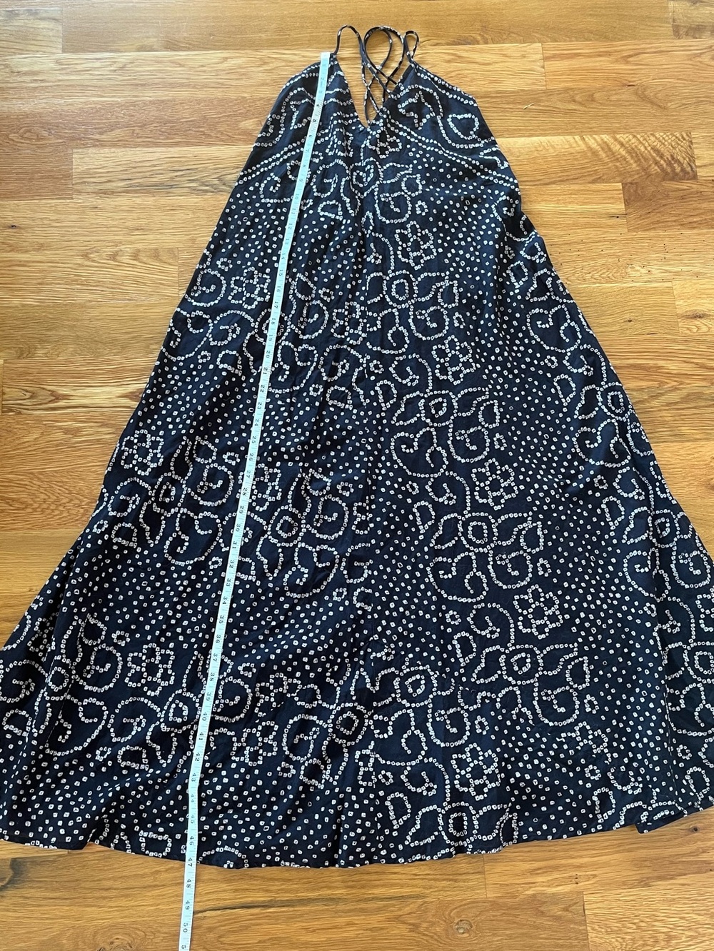 XiRENA Black Cotton Maggie Halter Maxi Dress Bandhani Print S - Picture 6 of 9